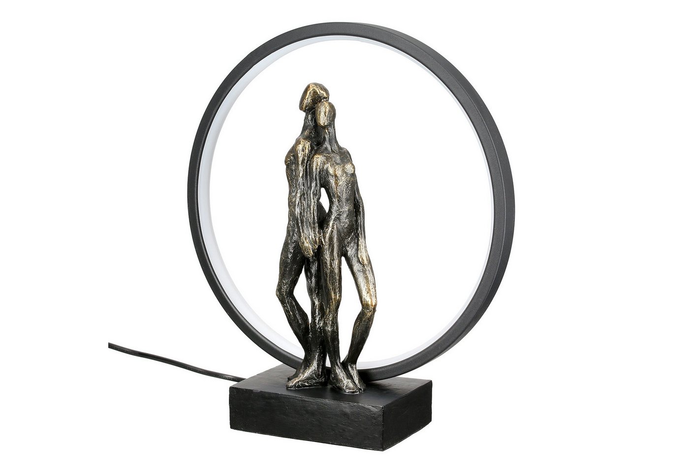 GILDE Tischleuchte HERZLEUCHTEN LeuchteLED - bronze - Kunstharz - Höhe 33cm x Breite 30cm, Tischlampe - Schreibtischlampe - Nachttischlampe