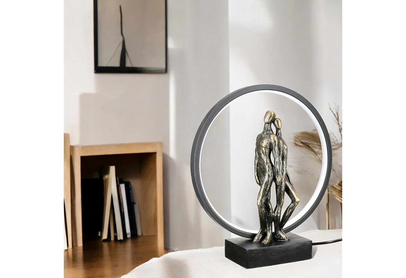 GILDE Tischleuchte HERZLEUCHTEN LeuchteLED - bronze - Kunstharz - Höhe 33cm x Breite 30cm, Tischlampe - Schreibtischlampe - Nachttischlampe Bild 3