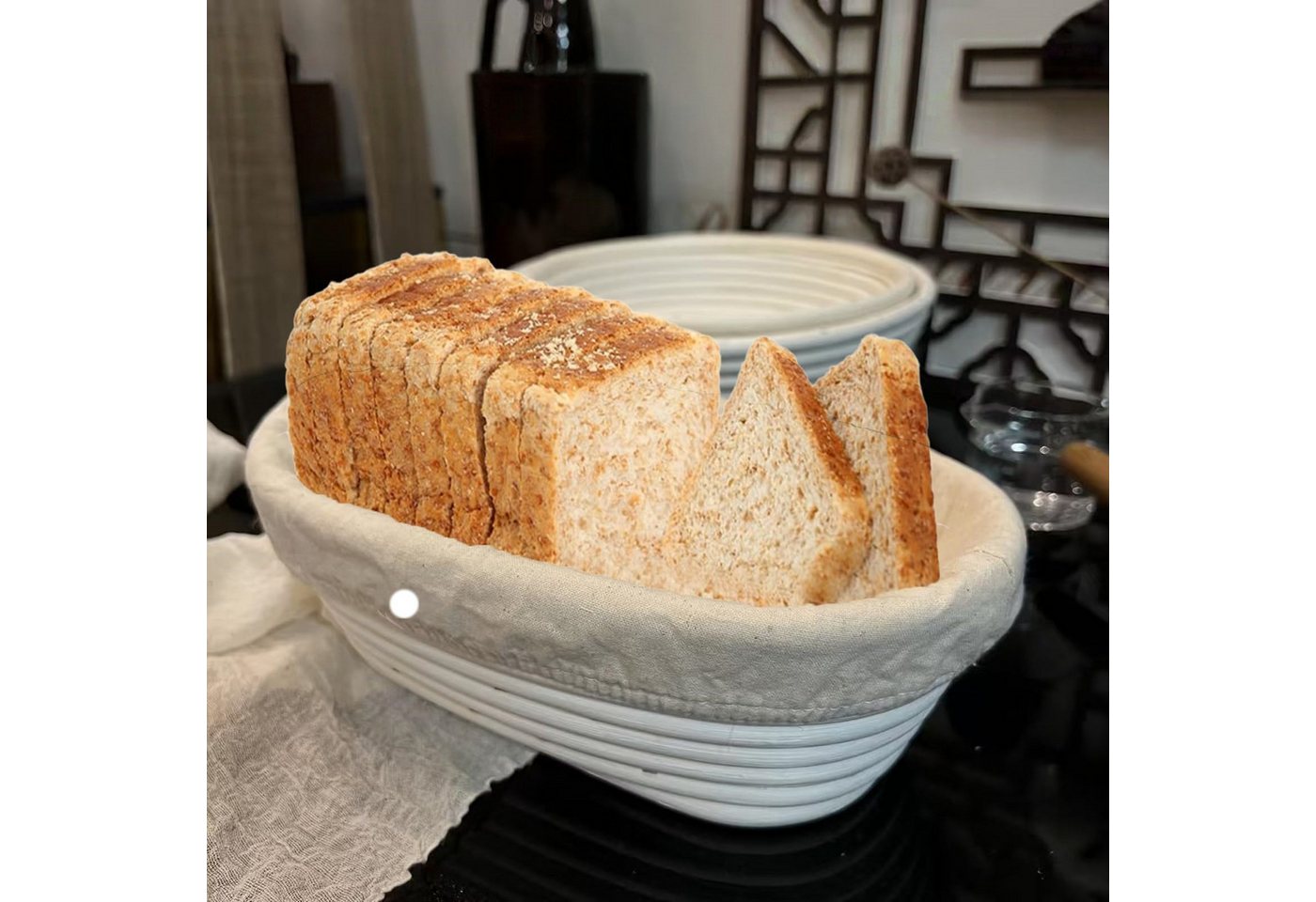 FOUORTUNATE-BEE Passiertuch 4er Gärkörbchen Tuch Set Backtuch für Rundes und Ovales Brot, (4-St), Für Sauerteig Vollkornbrot Bäckerei Gärkorb Stoffbezug Set