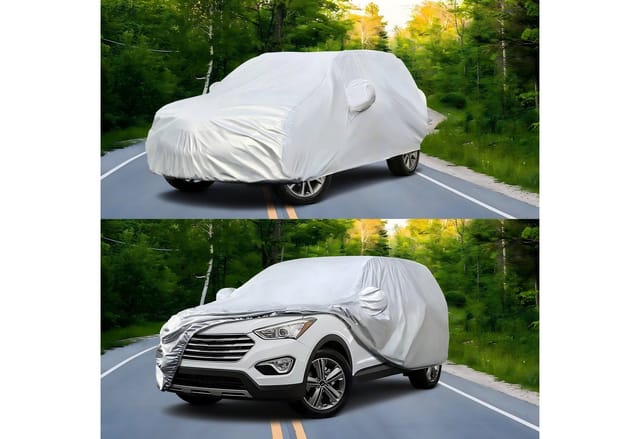 MIBODE Autoplane Autoplane Autoschutzhülle Auto Abdeckplane SUV Cover Autoplane Silber, Wasserdicht, UV-beständig, Staubdicht, Windfest, Kratzfest