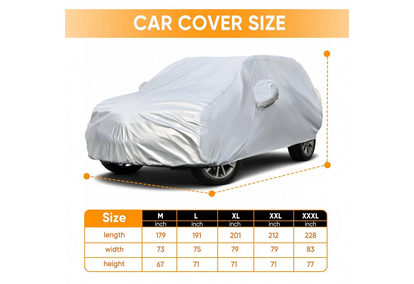 MIBODE Autoplane Autoplane Autoschutzhülle Auto Abdeckplane SUV Cover Autoplane Silber, Wasserdicht, UV-beständig, Staubdicht, Windfest, Kratzfest Bild 3