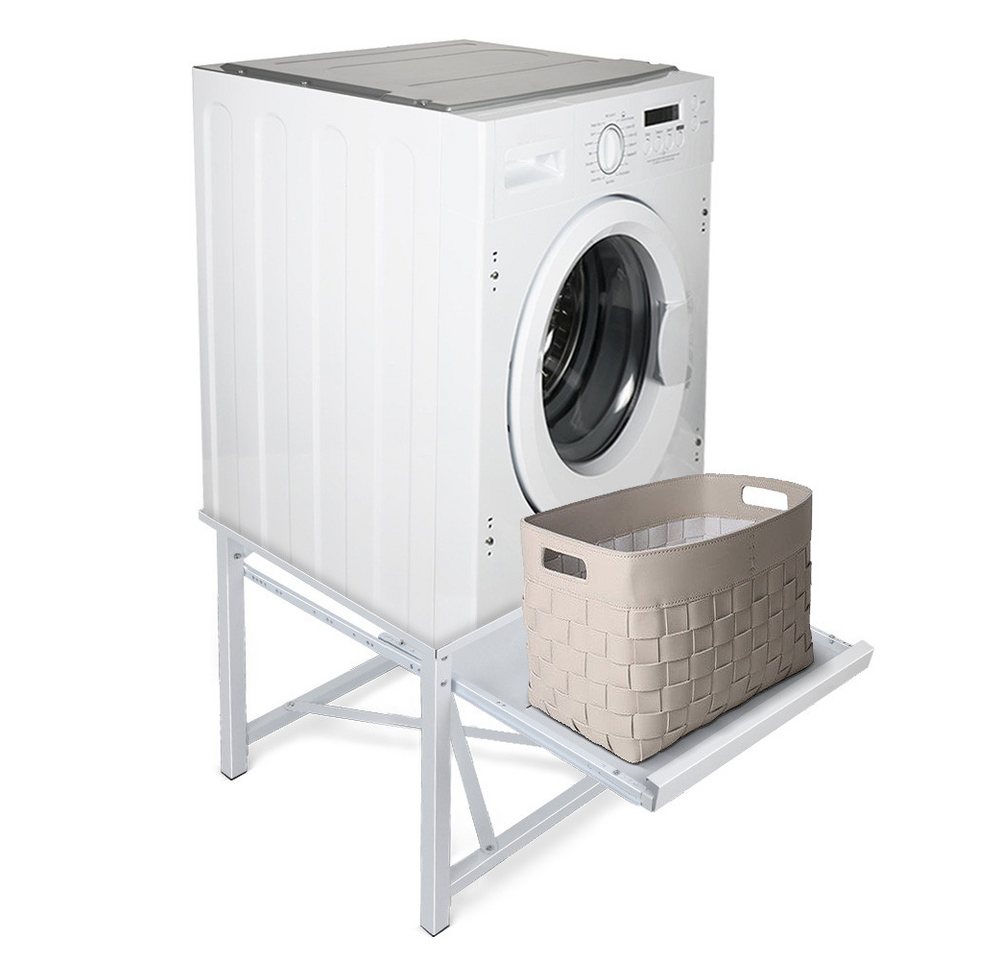 XIIW Waschmaschinenuntergestell Verstärkt Podest mit Ablage H52cm Waschmaschinen Untergestell Unterbau, Zubehör für Stabil Stahl Trocknersockel bis 150KG 60x56x52cm, mit Rutschfester Füße Trockner Sockel Erhöhung Bild 5