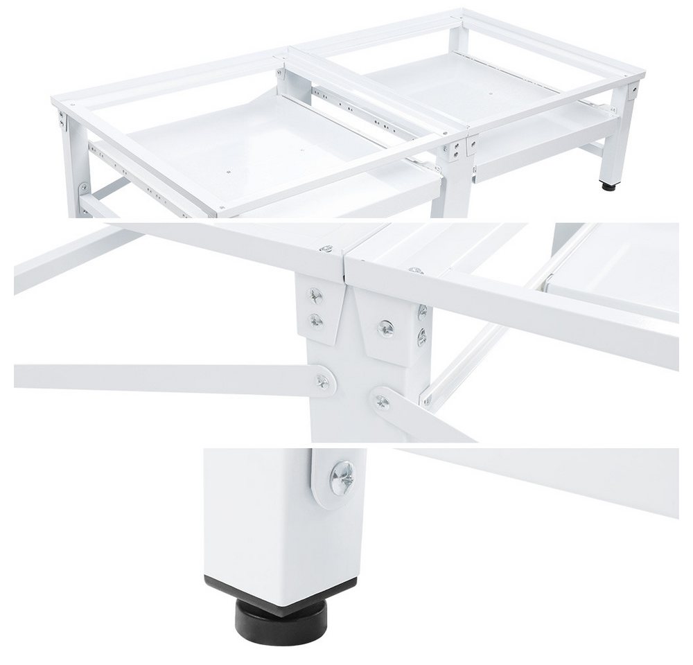 XIIW Waschmaschinenunterschrank Verstärkt Doppel Podest mit Ablage H32cm Waschmaschinen Untergestell (Stabil Stahl Trocknersockel bis 300KG 124x58x32cm) mit Rutschfester Füße Trockner Sockel Erhöhung
