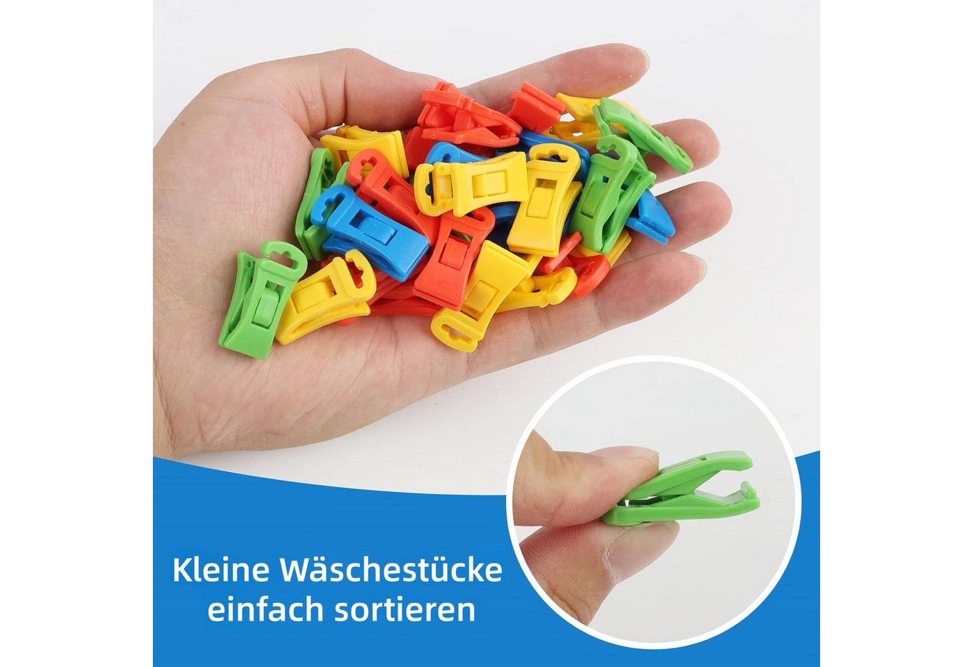FOUORTUNATE-BEE Wäscheklammern 60 Sockenclips mit Box – für Waschmaschine und Trockner, Sockenhalter mit Haken – direkt vom Waschen in die Schublade Bild 2