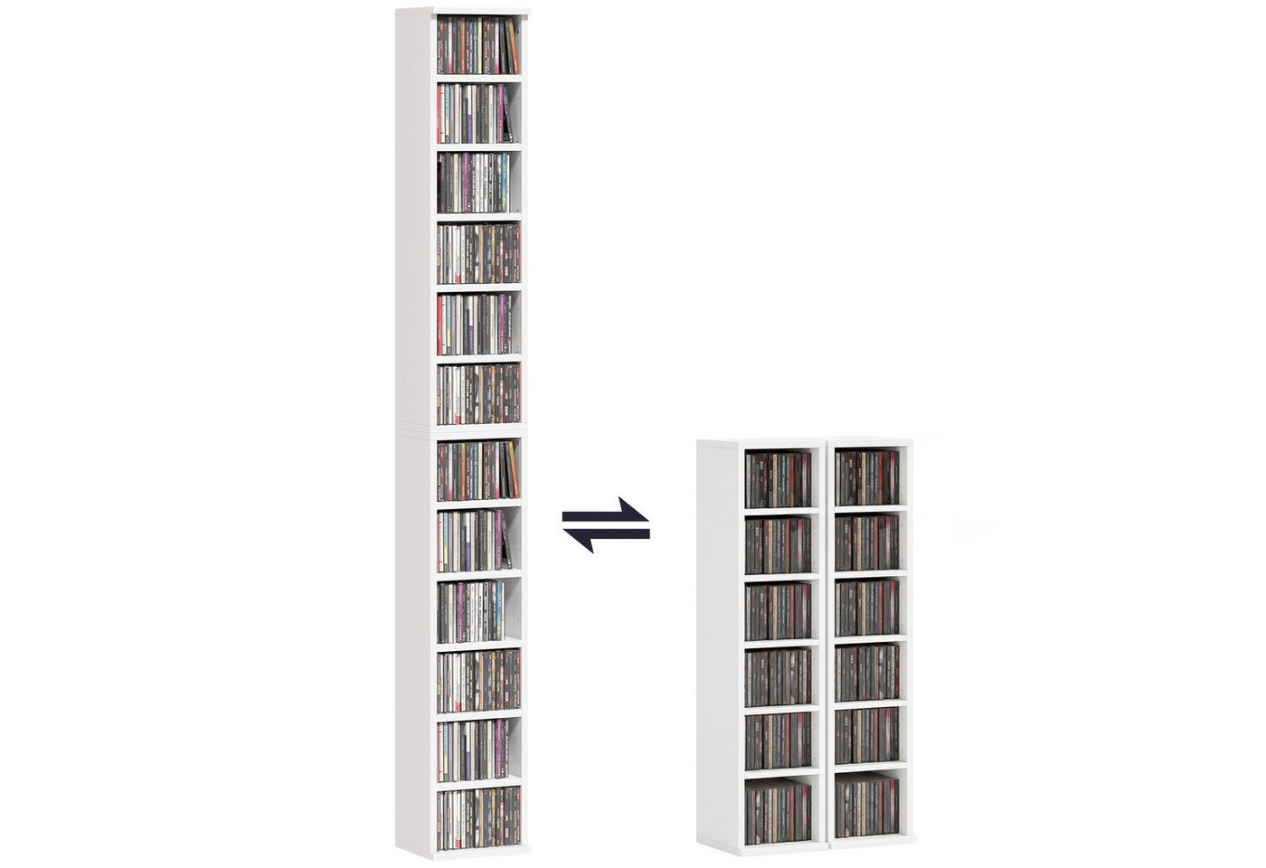 HOMCOM CD-Regal CD Regal, Medienregal 2-tlg., Mit Kippschutz und verstellbaren Regalböden Bild 2