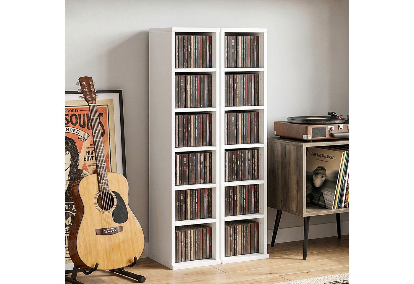 HOMCOM CD-Regal CD Regal, Medienregal 2-tlg., Mit Kippschutz und verstellbaren Regalböden Bild 5