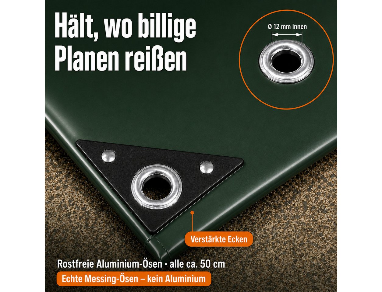 NEMAXX Schutzplane 450 g/m² PVC Abdeckplane wasserdicht reißfest UV mit Aluminium-Ösen (Massiv statt billig: trotzt Sturm, Regen und Schnee im Dauereinsatz., Verschweißter Saum, verstärkte Ecken: spannt straff und reißt nicht), 4 Farben, 15 Größen: Ihre Plane passt garantiert. Auspacken, fertig.