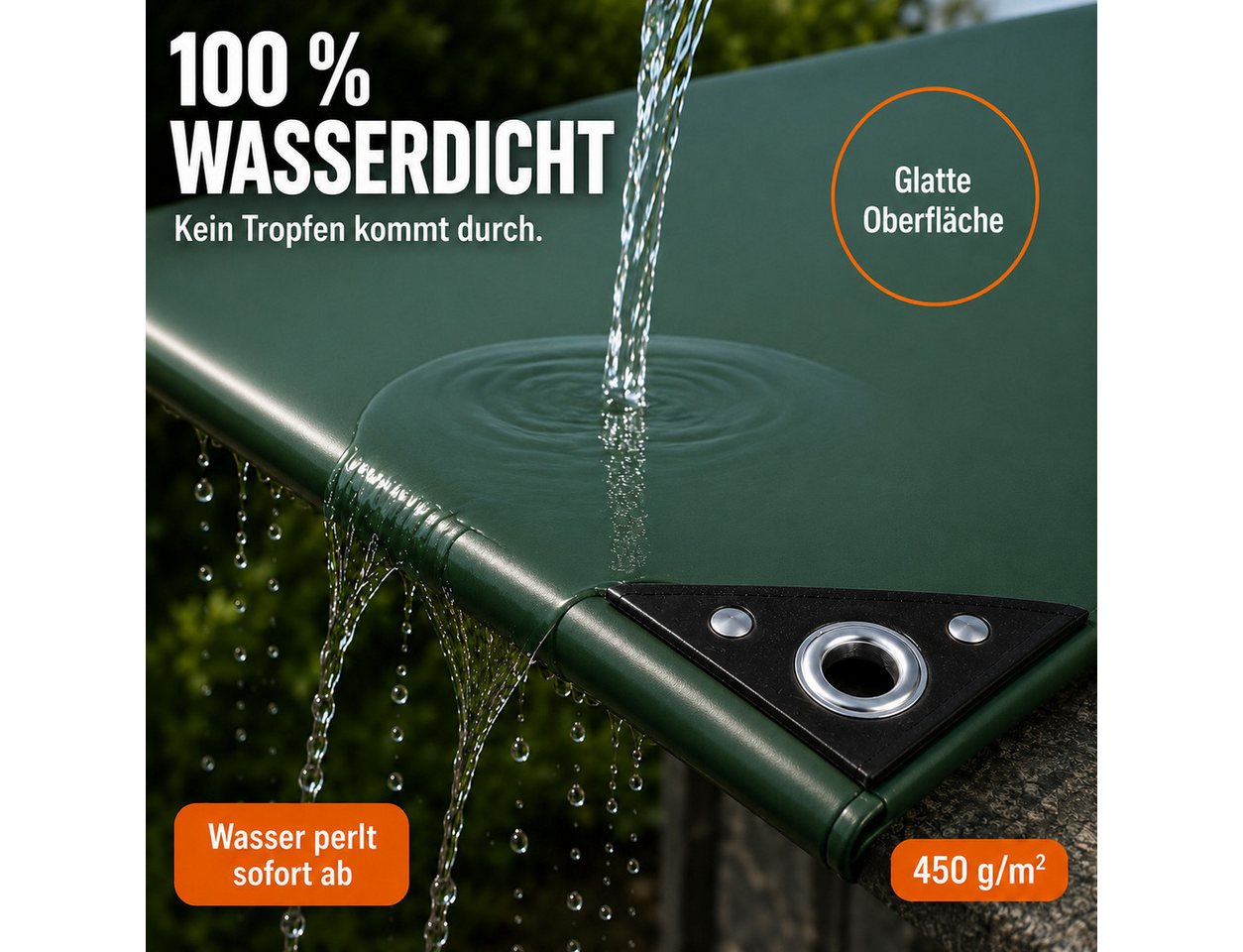 NEMAXX Schutzplane 450 g/m² PVC Abdeckplane wasserdicht reißfest UV mit Aluminium-Ösen (Massiv statt billig: trotzt Sturm, Regen und Schnee im Dauereinsatz., Verschweißter Saum, verstärkte Ecken: spannt straff und reißt nicht), 4 Farben, 15 Größen: Ihre Plane passt garantiert. Auspacken, fertig. Bild 5
