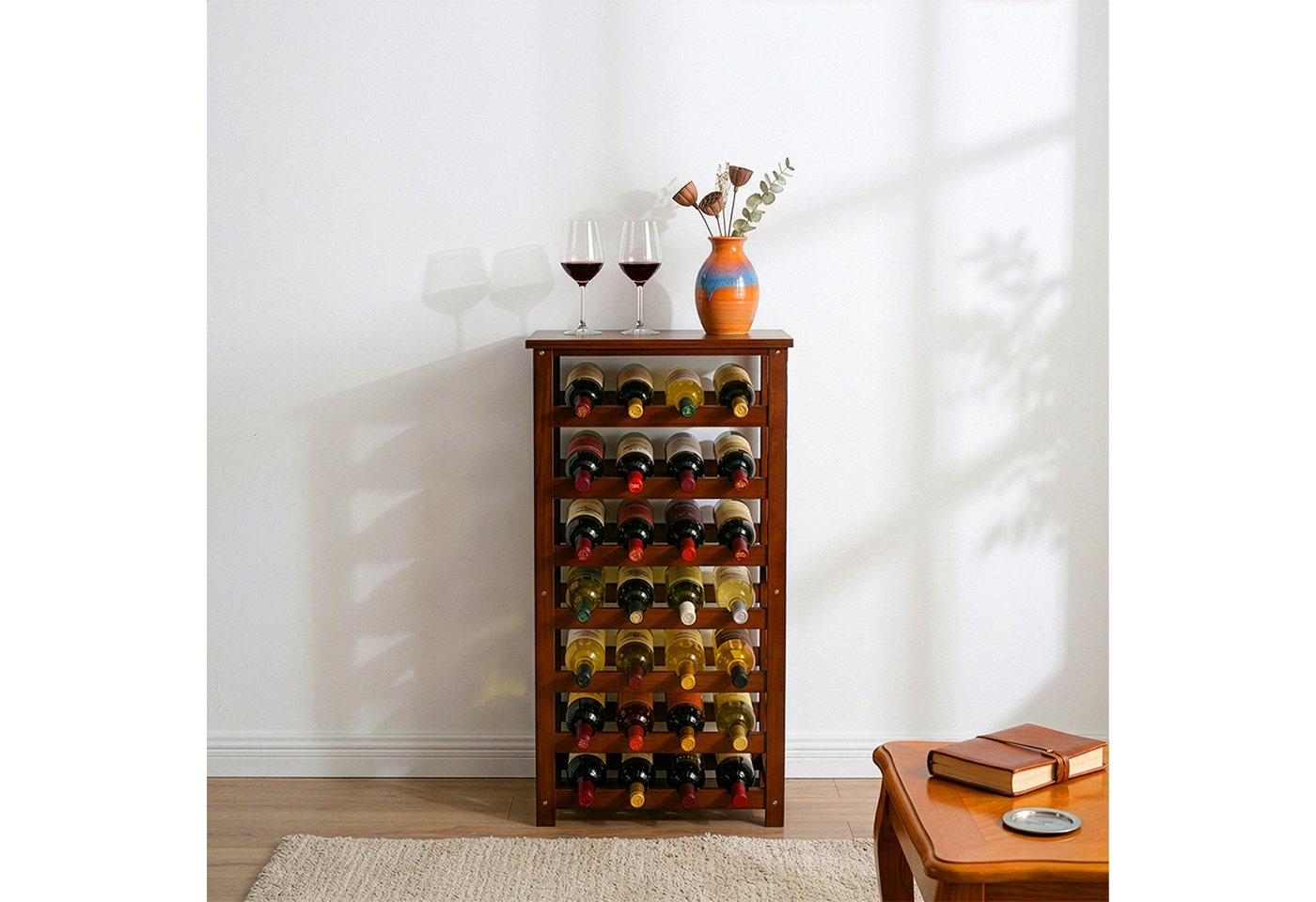 relaxdays Weinregal Walnussholz 24 Flaschen, dunkelbraun Bild 2