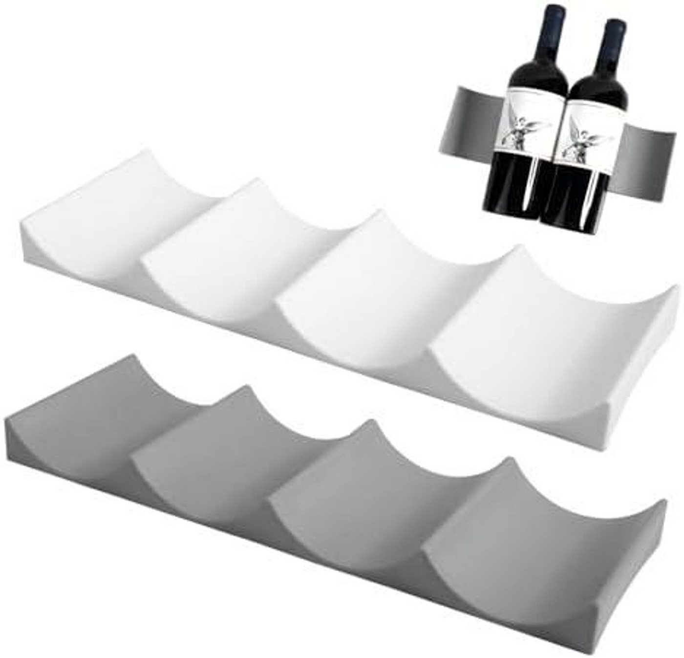 FELIXLEO Weinregal "2er Set Flaschenhalter Kühlschrank Stapelbar Weinregal Grau & Wei ", 2-tlg. Bild 4