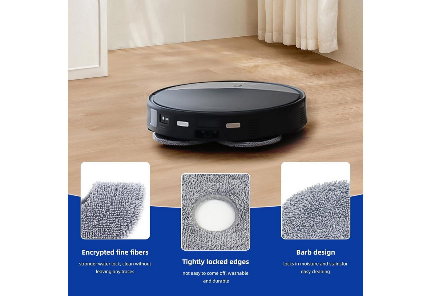 FELIXLEO Gardinenbefestigungen Ersatzteile "8 Stk. Wischpads für Roborock Saros 10R Z70 Qrevo Master Edge Curv ", (8-St)