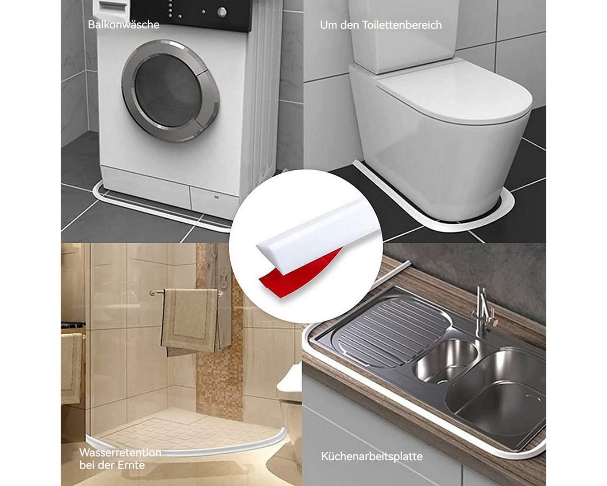 Agger Abschlussleiste Selbstklebend Schwallschutzleiste Dusche, Begehbare Dusche Boden, Wassersperre, Duschwasserstop für Nass- und Trocken-Trennung Bild 2