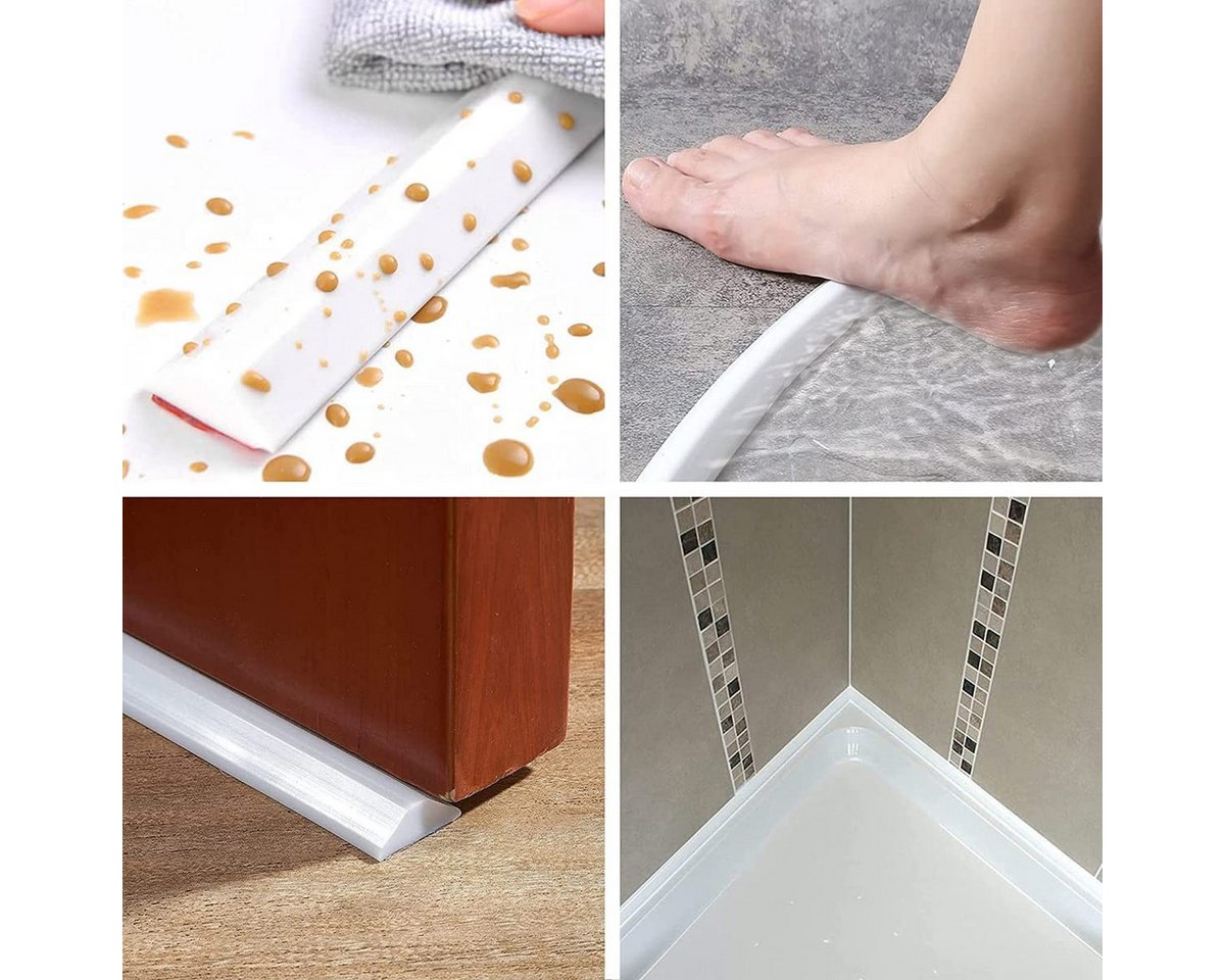 Agger Abschlussleiste Selbstklebend Schwallschutzleiste Dusche, Begehbare Dusche Boden, Wassersperre, Duschwasserstop für Nass- und Trocken-Trennung Bild 5