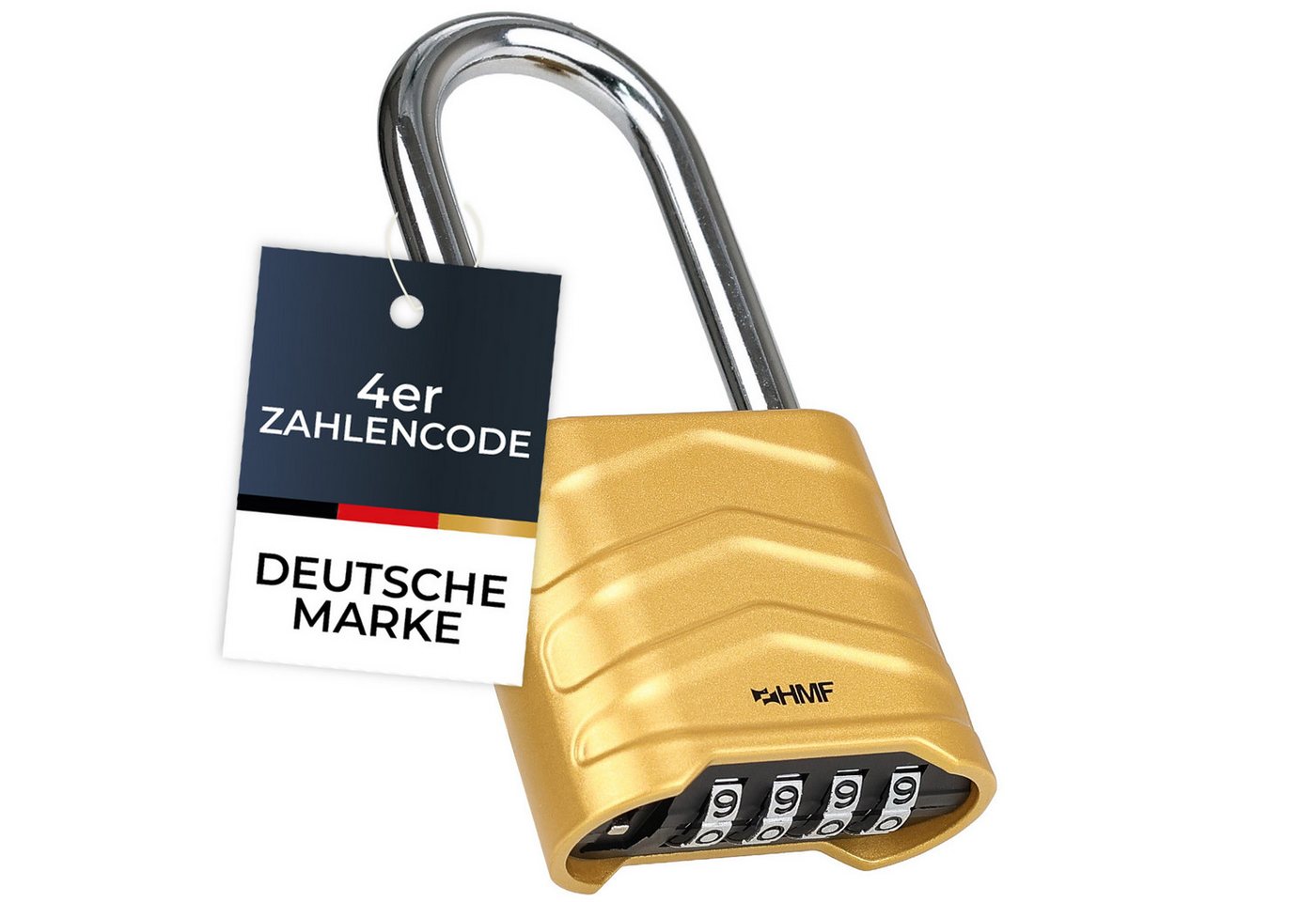 HMF Vorhängeschloss Zahlenschloss Vorhängeschloss mit hohem Bügel, robustes Schloss mit, 4-stelligem Zahlencode Aluminiumlegierung, 5,6 x 2,6 x 11,7 cm, Silber Bild 3