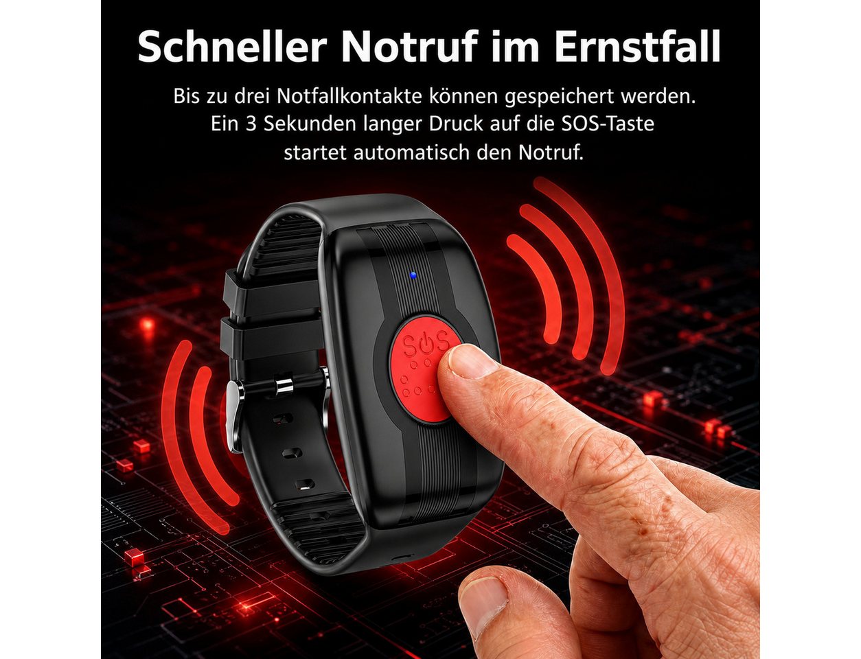NikuTRAX Krankenpflegeuhr SOS One – Notrufarmband mit SOS-Taste