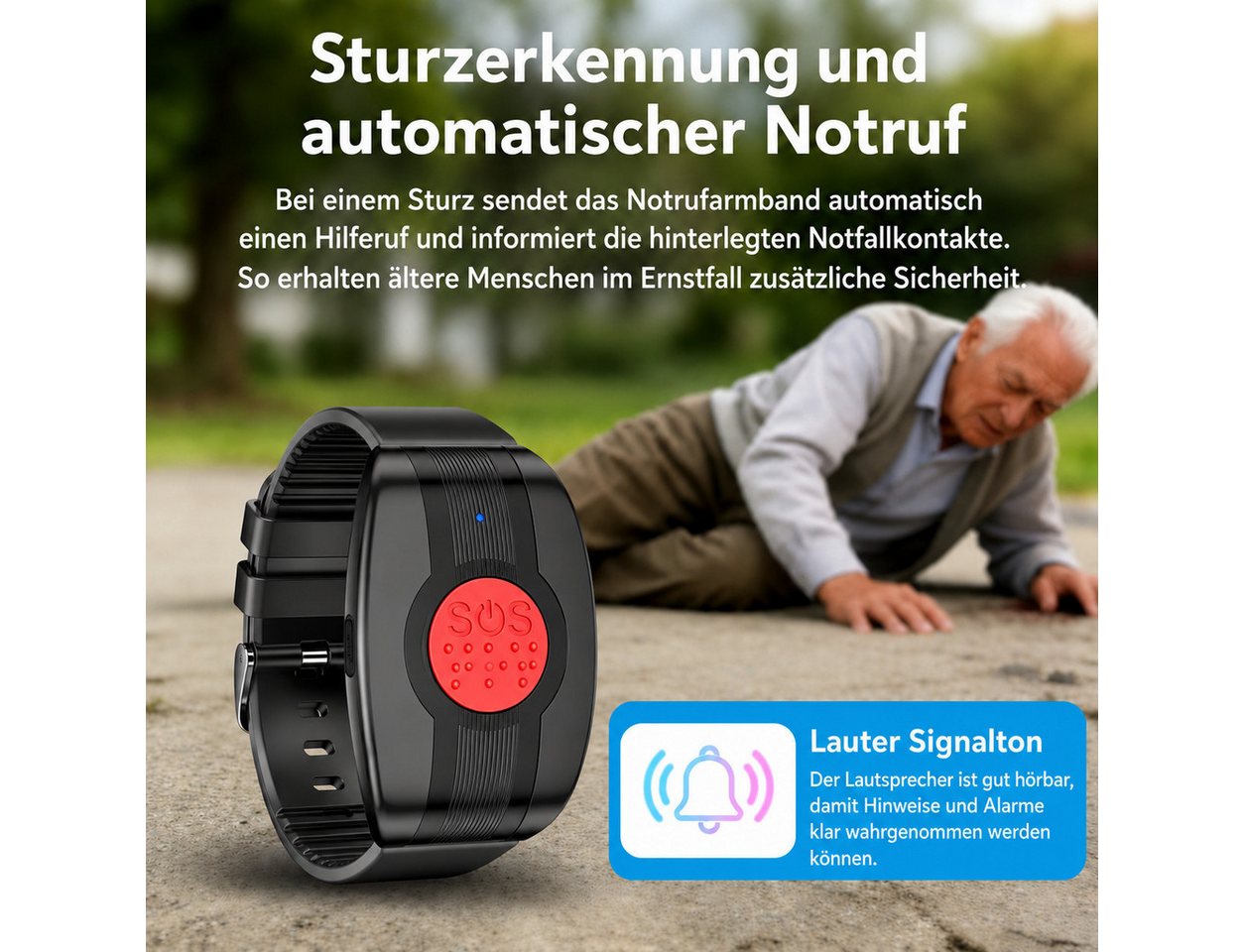 NikuTRAX Krankenpflegeuhr SOS One – Notrufarmband mit SOS-Taste Bild 3