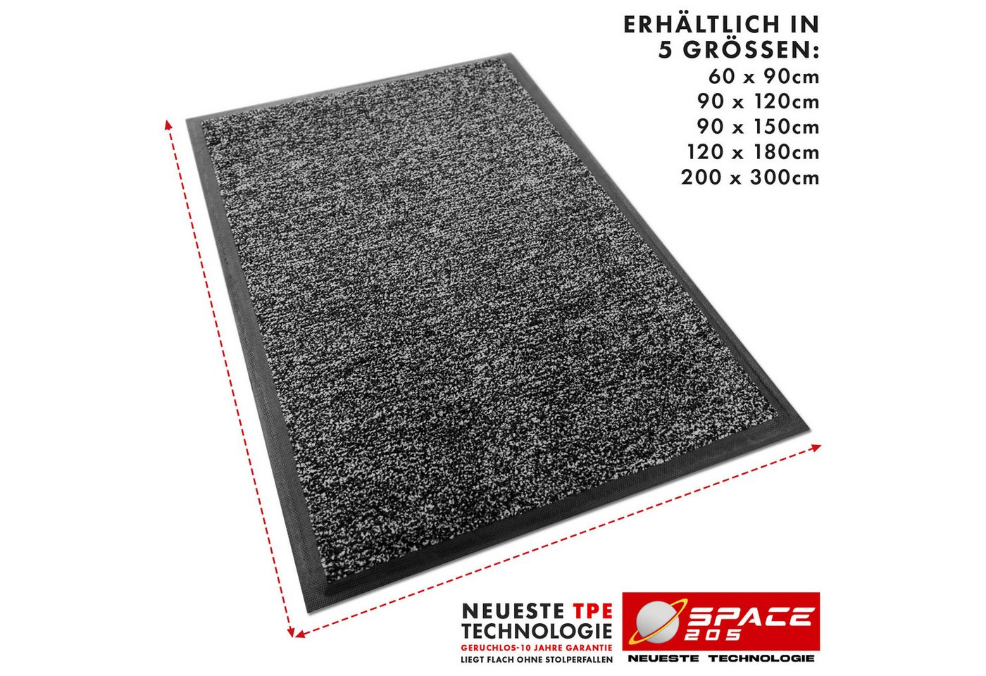 Kubus Fußmatte Griptex Schmutzfangmatte hochabsorbierend für den Eingangsbereich, Langlebige Fußmatte mit rutschfestem TPE-Rücken Bild 4