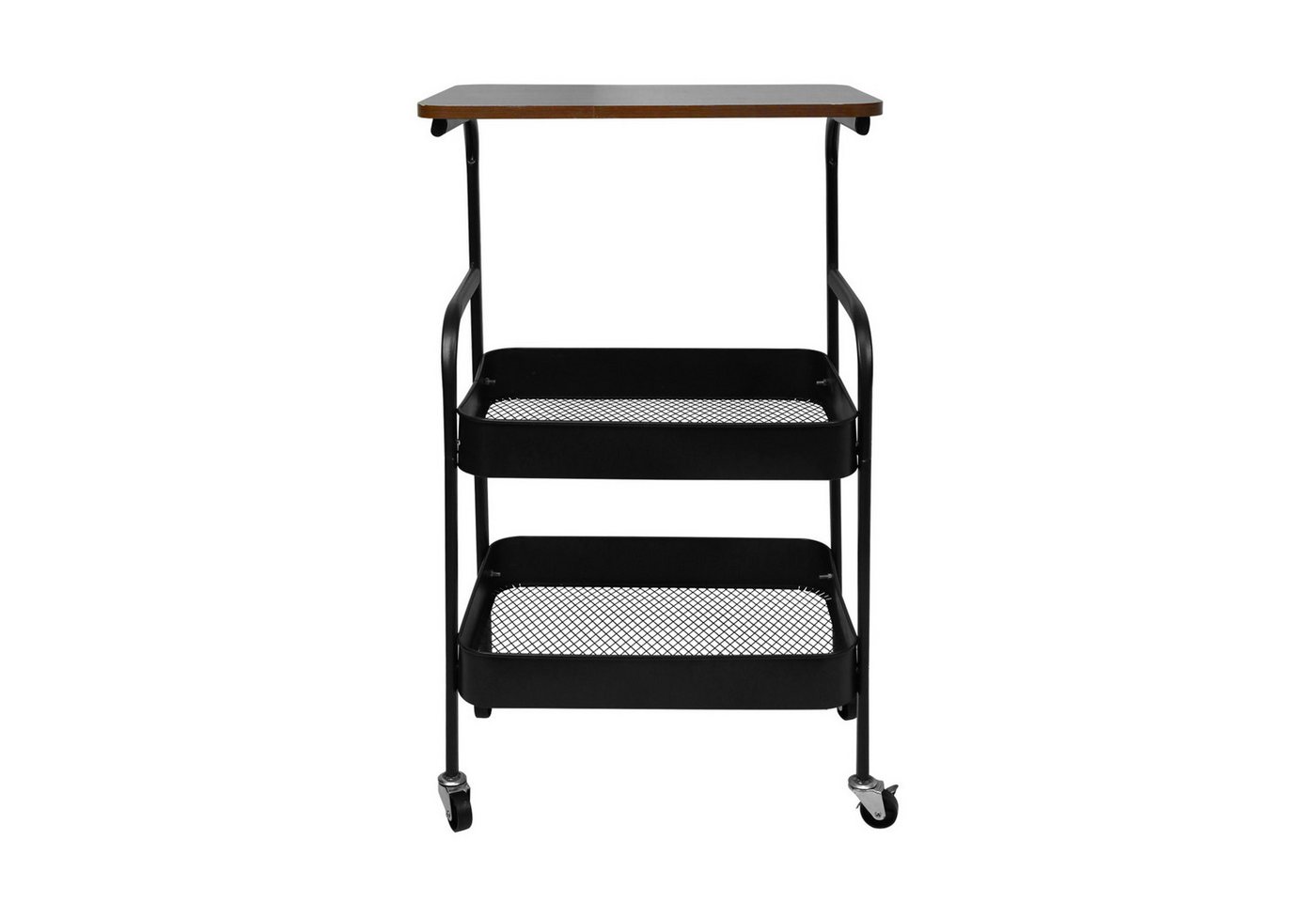 JEOBEST Küchenwagen Metallnutzungen Rollwagen, Regalwagen für Küche,Wohnzimmer, Badezimmer, 3-Tier Küchenwagen mit Tisch, Holztischplatte Bild 3