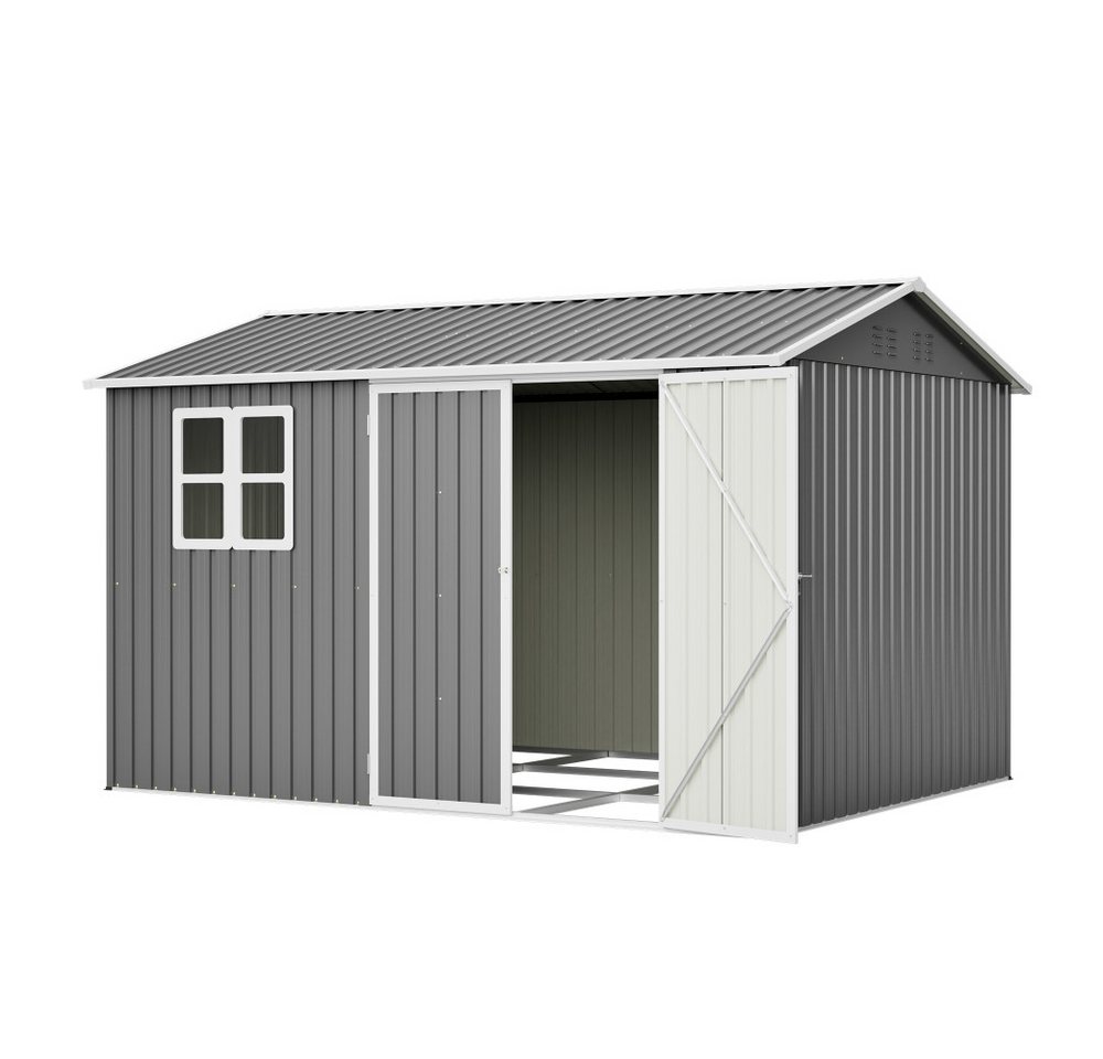 BBWL Gerätehaus mit Fenster, Schloss, Lüftung, UV-Schutz, wasserdichtem Schrägdach, BxT: 310.9x240 cm, Metall Gartenschuppen 10x8 FT 311x240 cm für Garten Bild 2