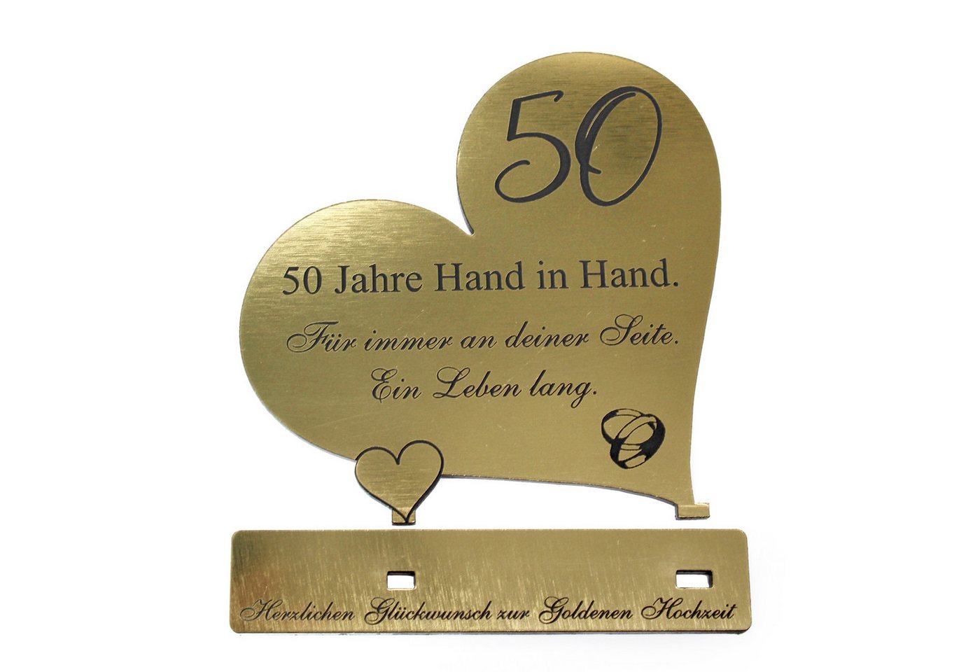 Dekolando Hochzeitskarte Goldene Hochzeit Geschenk Herz 50 Jahre Goldoptik Aufsteller 10 cm Bild 5