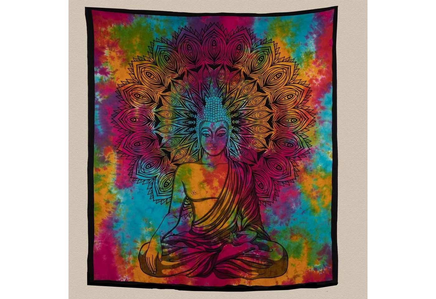 KUNST UND MAGIE Wandteppich Buddha Dekotuch Große Tagesdecke Wandbehang Tuch Goa ca. 135 x 200cm Bild 4