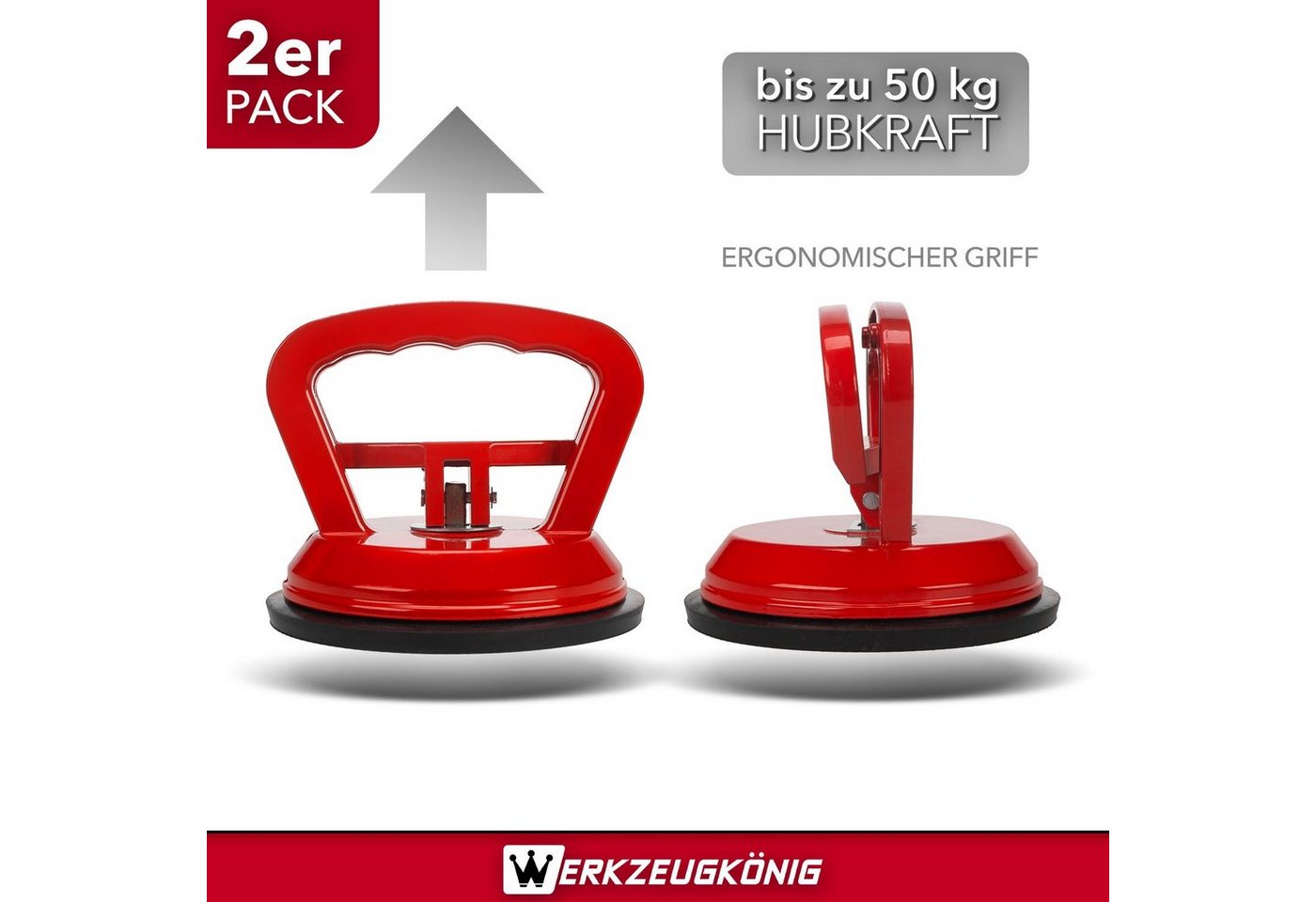 Werkzeugkönig Plattenheber Vakuumheber Saugheber, max. 50,00 kg Traglast, 1-fach Glassauger, -], 2er Set, Feststellhebel zum Ansaugen und Lösen - bis 170 kg belastbar Bild 5