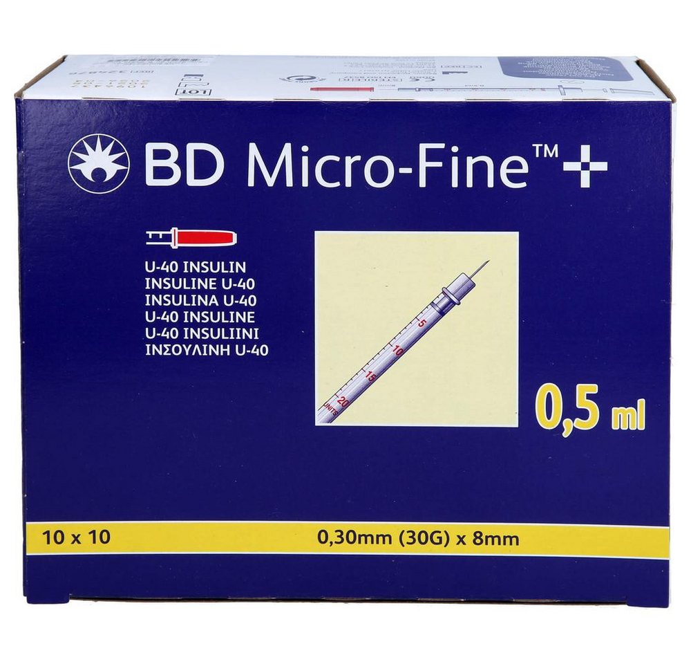 Becton Dickinson Feindosierspritze BD Micro-Fine+Insulinspritze 0,5 ml U40 0,3x8mm, (Spar-Set, 30G, Weltweiter Bestseller, 100-St., Diabetesmanagement, Steril verpackt), Präzise Dosierung, Schmerzarme Insulininjektion, Blutzuckerüberwachung Bild 2