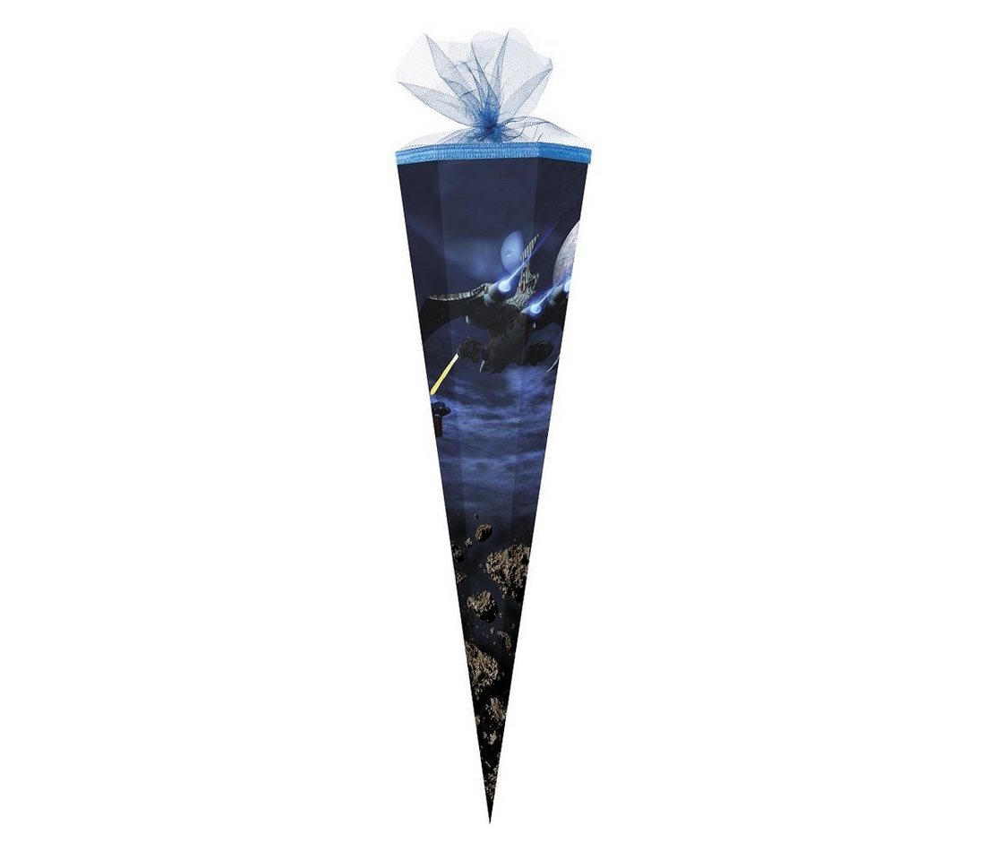 Nestler Schultüte GALXIE WELTALL RAUMSCHIFF DUNKELBLAU, Zuckertüte 85cm (zum Schulanfang / Einschulung)