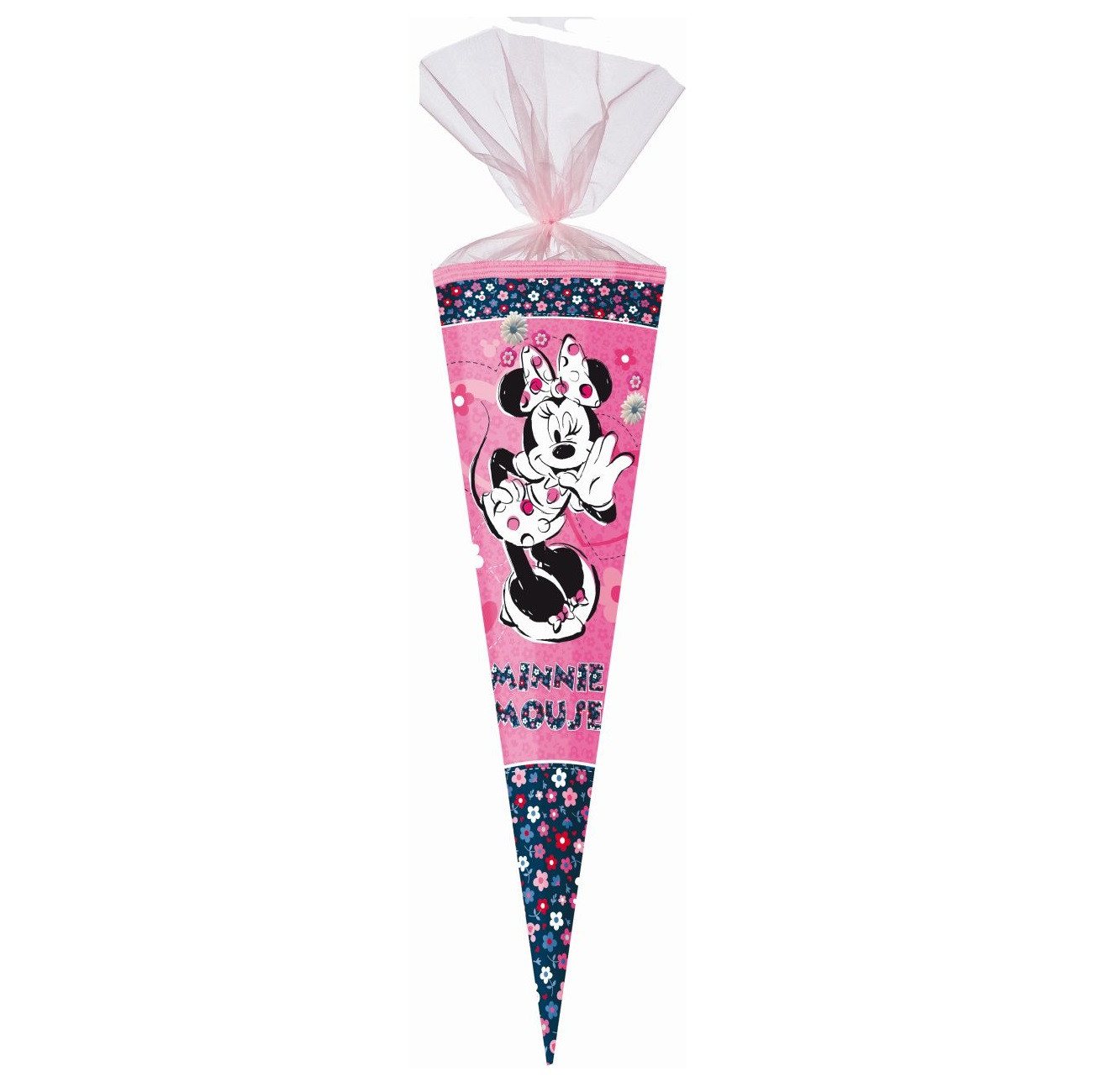 Nestler Schultüte Disney MINNIE MAUS ROSA geblümt, Zuckertüte 85cm (zum Schulanfang / Einschulung)