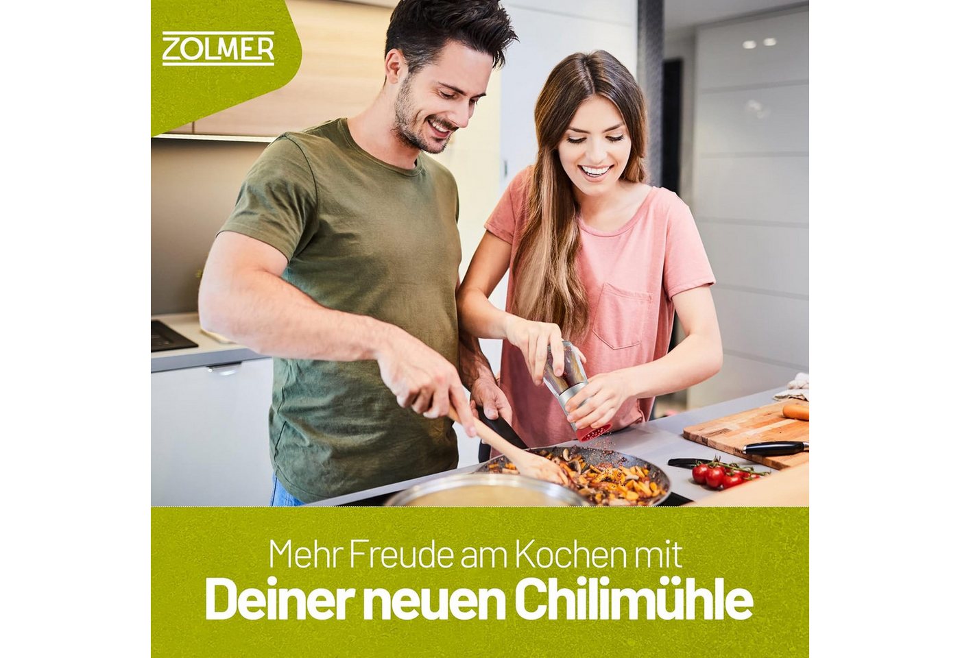 ZOLMER Chilimühle aus Edelstahl & Glas, Gewürzschneider Schneidwerk Chilischneider für grobe Gewürze & Chili, (1 Stück), Gewürzmühle Kräutermühle - mit Aroma-Schutzdeckel Bild 5