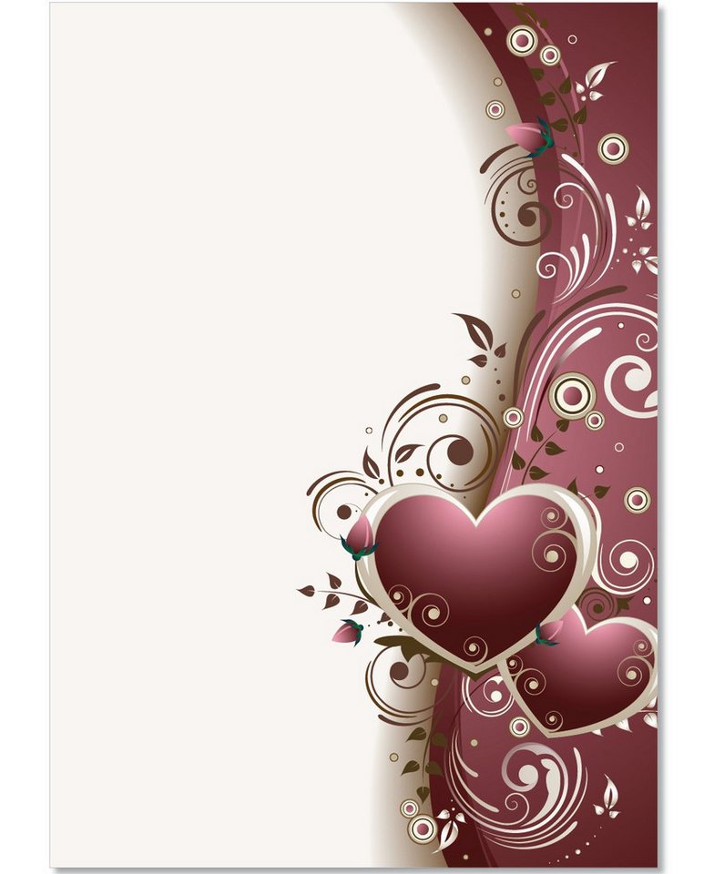 LYSCO Briefpapier Motivpapier - wunderschön verzierte Herzen, DIN A4, Romantik-Flair, einseitig bedruckt-für alle Drucker geeignet Bild 3