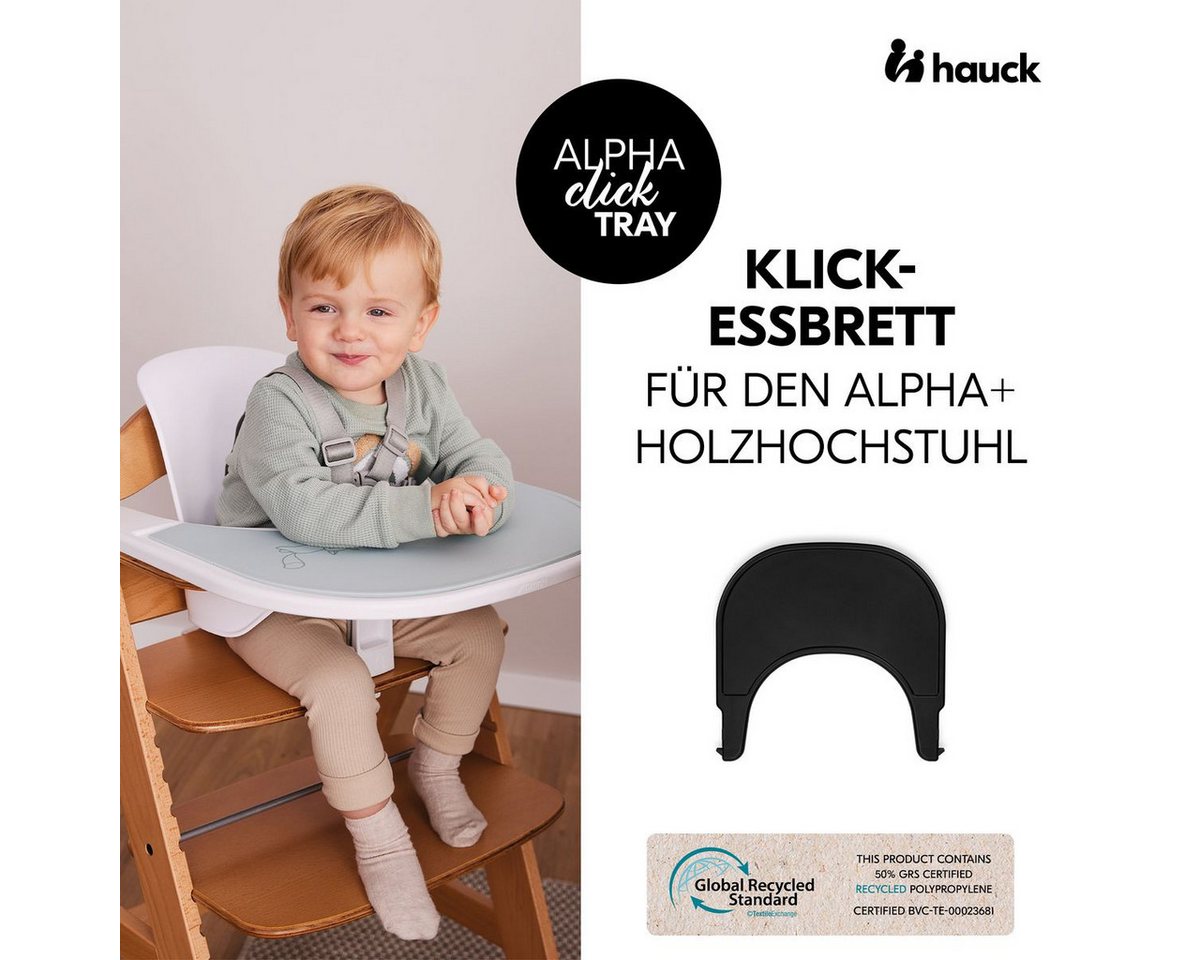 Hauck Hochstuhl Alpha Plus Black (Set), Kinderhochstuhl mit Essbrett Click Tray, Sitzkissen & Aufbewahrungsbox Bild 2