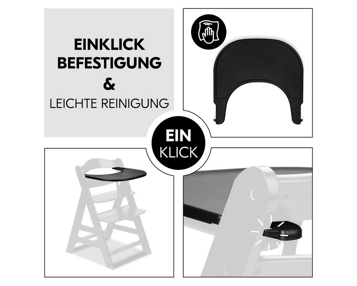 Hauck Hochstuhl Alpha Plus Black (Set), Kinderhochstuhl mit Essbrett Click Tray, Sitzkissen & Aufbewahrungsbox Bild 3