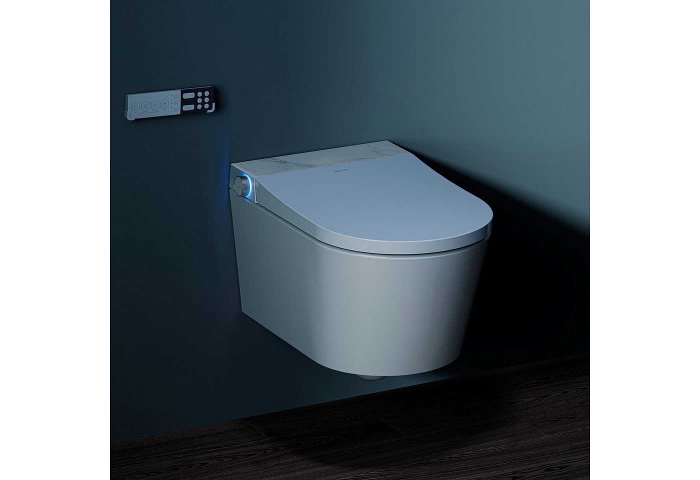 HOROW Dusch-WC Intelligente WC mit Bidet Funktion, Wand-WC, Japanische spülrandlos WC, Wand WC, Abgang waagerecht, mit Warmwasser, Beheizter Sitz, Instellbarem Wasserdruck, Warme Lufttrocknung, Damenpflege Bild 5