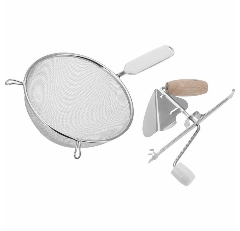 WESTMARK Passiersieb Einkoch-Set, 1 Passiersieb/Passe-vite + 1 Einmach-/Marmeladen-Trichter, ABS, Edelstahl, PP