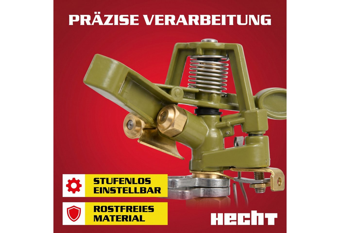 Hecht Kreisregner Impulsregner 06043 bis 450 m², für Flächen bis 450 m², sicherer Standfuß, 0 - 360° schwenkbar Bild 3