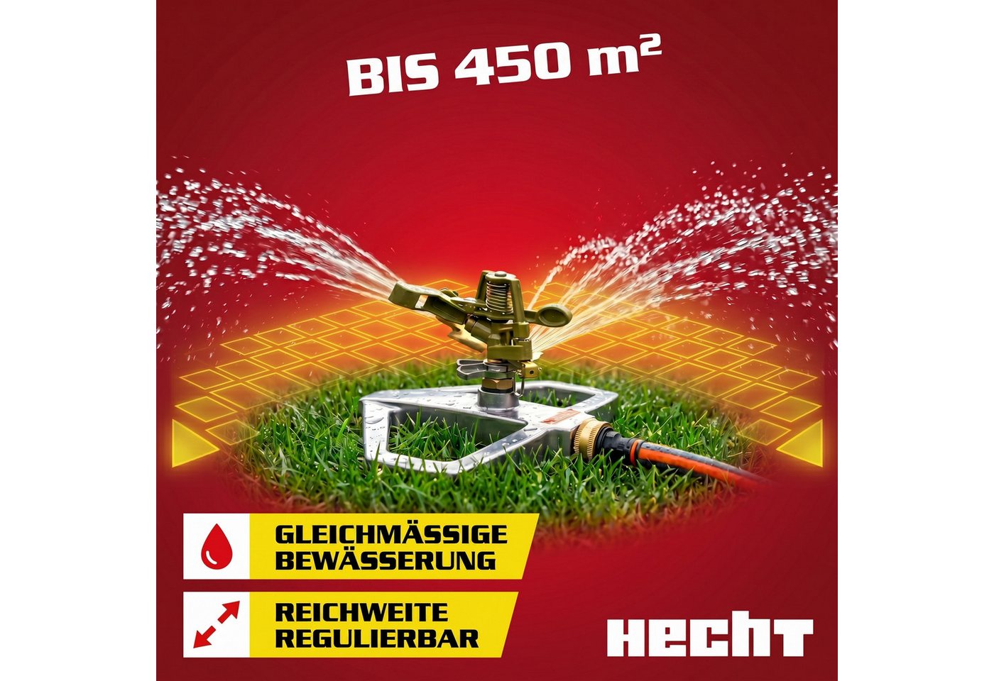 Hecht Kreisregner Impulsregner 06043 bis 450 m², für Flächen bis 450 m², sicherer Standfuß, 0 - 360° schwenkbar Bild 5