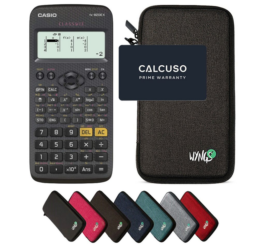 CASIO Taschenrechner fx-82DE X ClassWiz inkl. WYNGS Schutztasche Dunkelgrau Bild 2