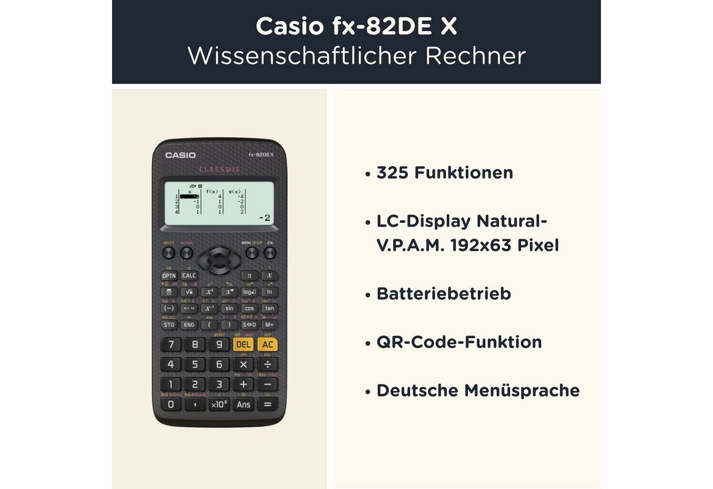 CASIO Taschenrechner fx-82DE X ClassWiz inkl. WYNGS Schutztasche Rot Bild 5