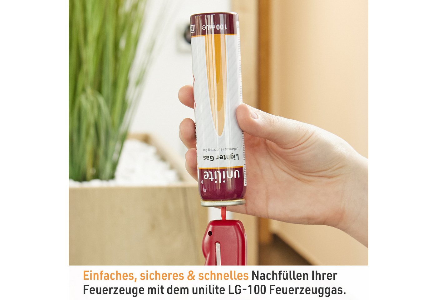 Unilite Gas Feuerzeuggas Kartusche 100ml Set mit 5 Adapter, für Feuerzeuge, Sturmfeuerzeuge, Flammbierbrenner, Gasbrenner
