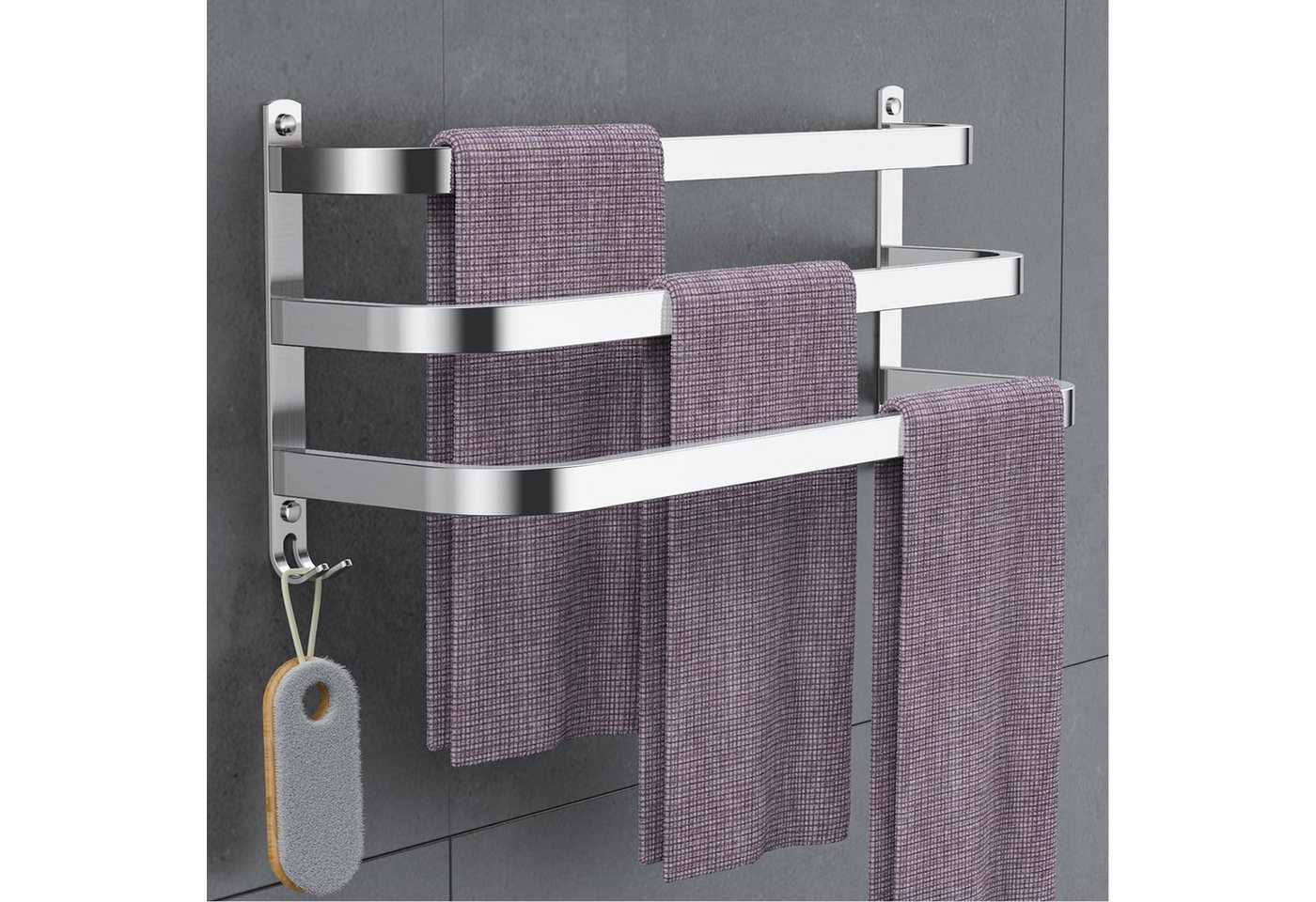 LuxusKollektion Handtuchstange Handtuchhalter ohne Bohren Silber Wand Bad Küche Set Silber12 60CM Bild 2