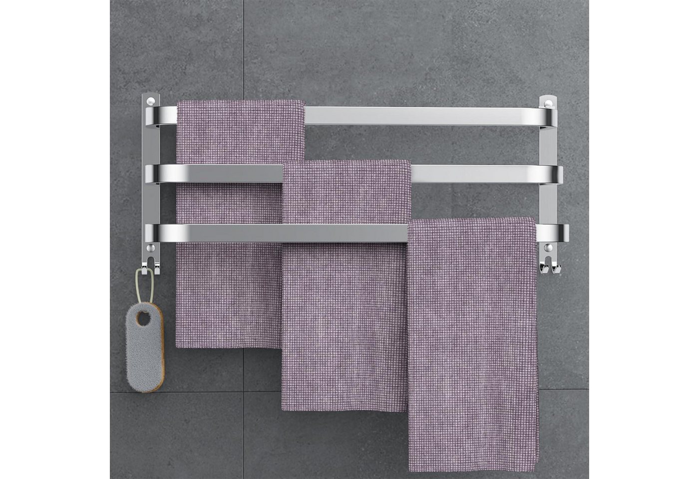 LuxusKollektion Handtuchstange Handtuchhalter ohne Bohren Silber Wand Bad Küche Set Silber12 60CM Bild 3