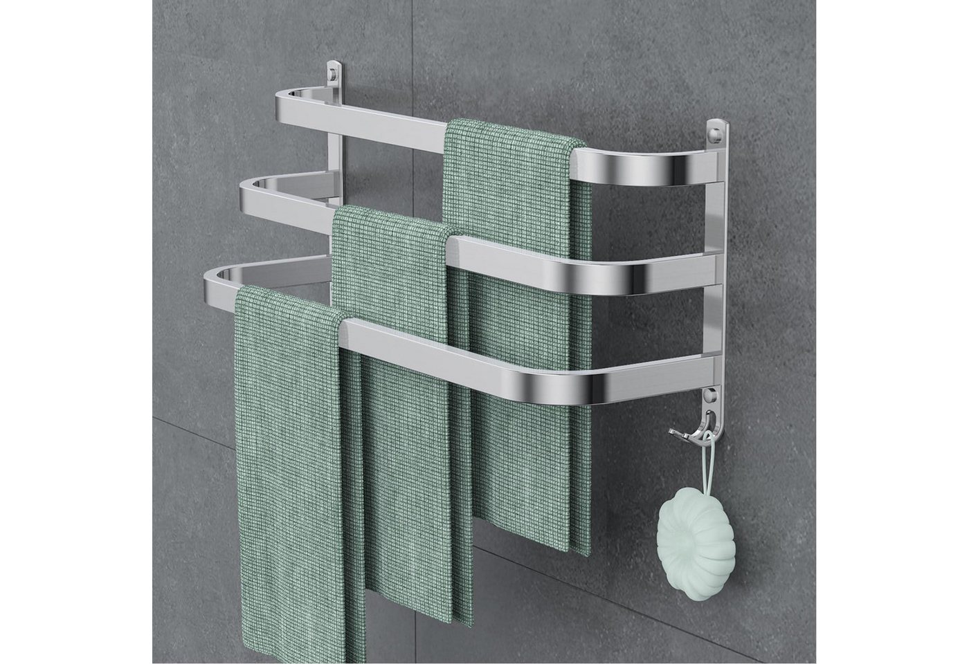 LuxusKollektion Handtuchstange Handtuchhalter ohne Bohren Silber Wand Bad Küche Set Silber12 60CM Bild 4