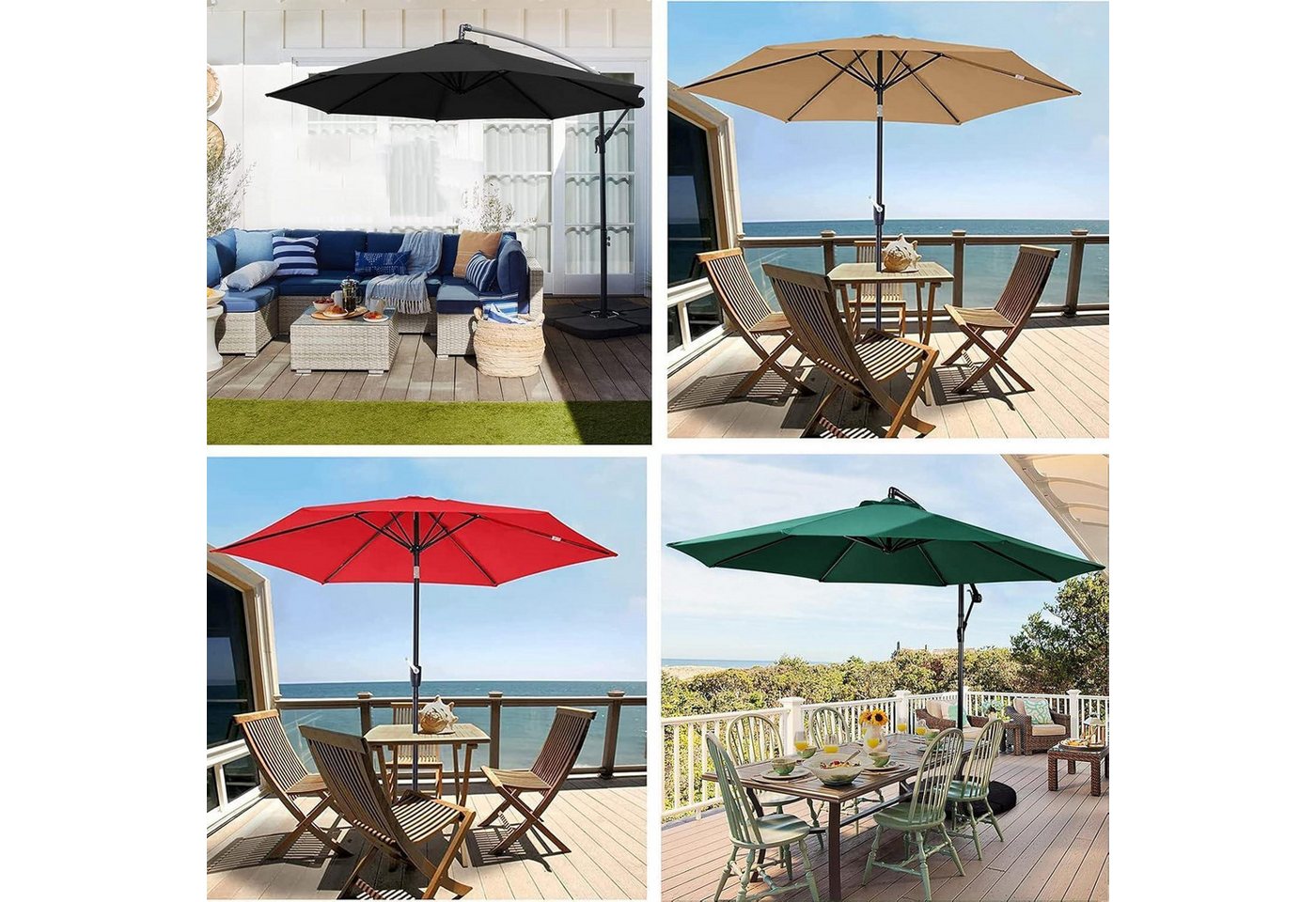 LuxusKollektion Sonnenschirm Sonnenschirm Ersatzbezug 3m UV Schutz 80 350 cm 8 streben Anthrazit Bild 2