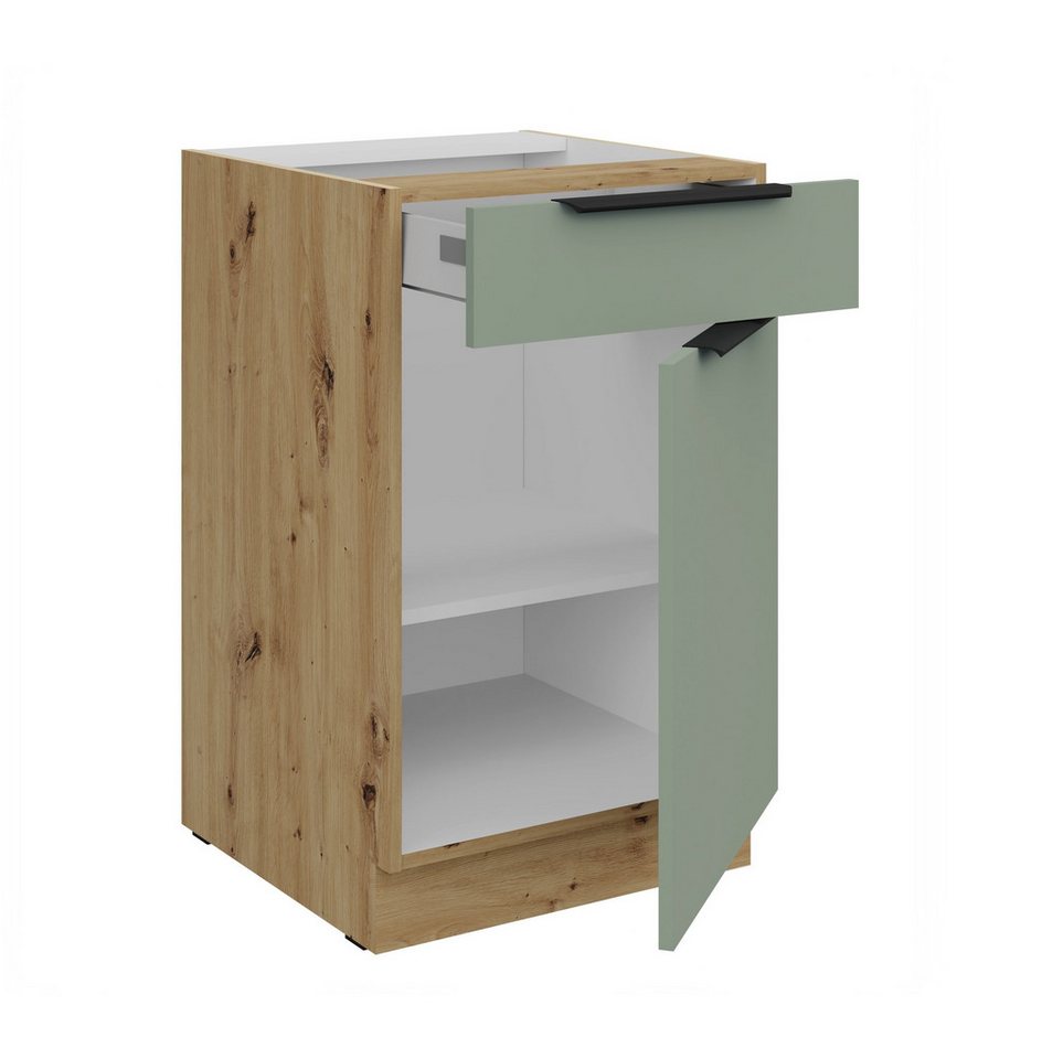 Küchen-Preisbombe Unterschrank 50 cm Küche ARIA Aquamarin ultra matt Anti Fingerprint Küchenzeile