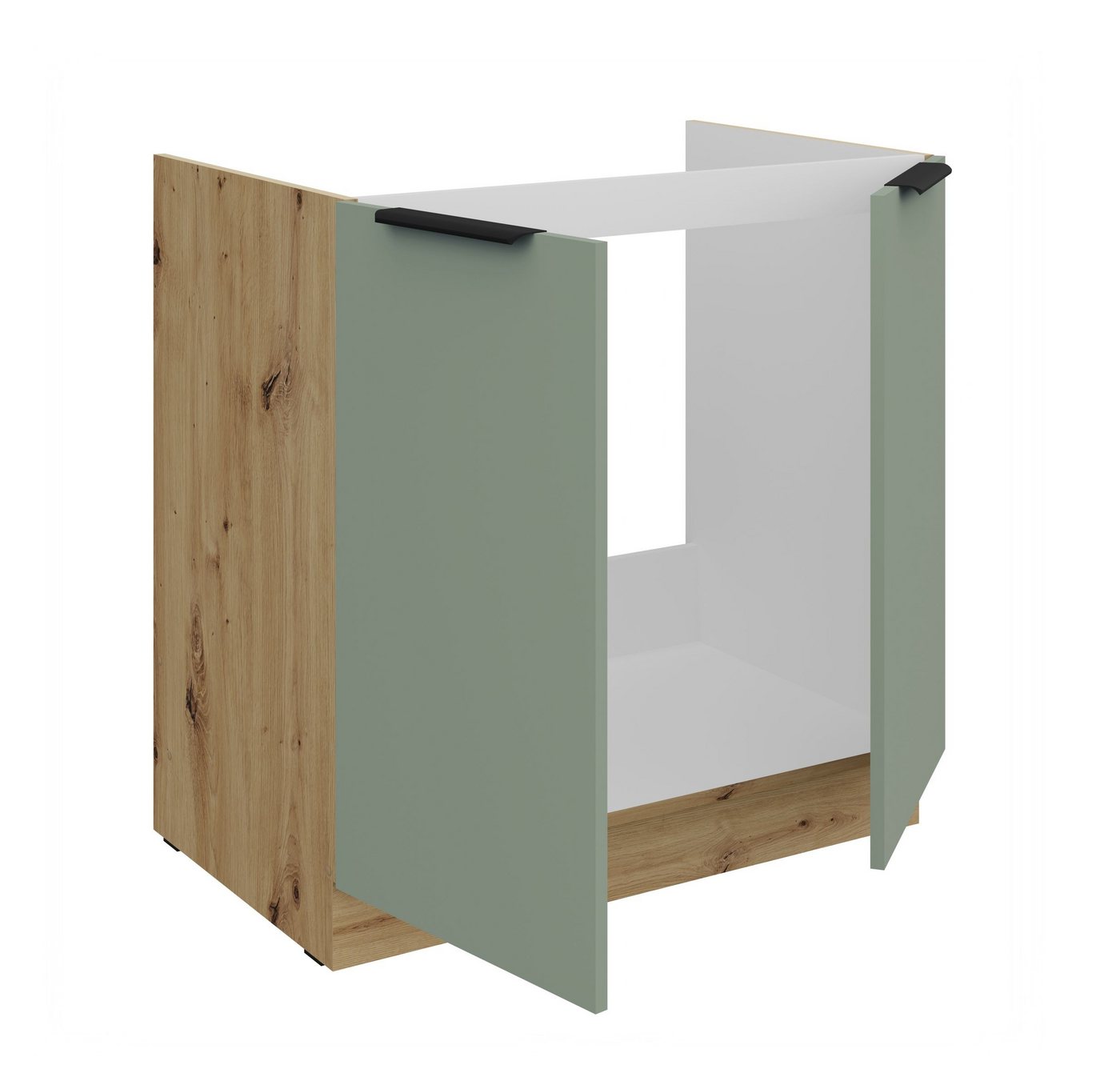 Küchen-Preisbombe Spülenunterschrank 80 cm Küche ARIA Aquamarin ultra matt Anti Fingerprint Küchenzeile