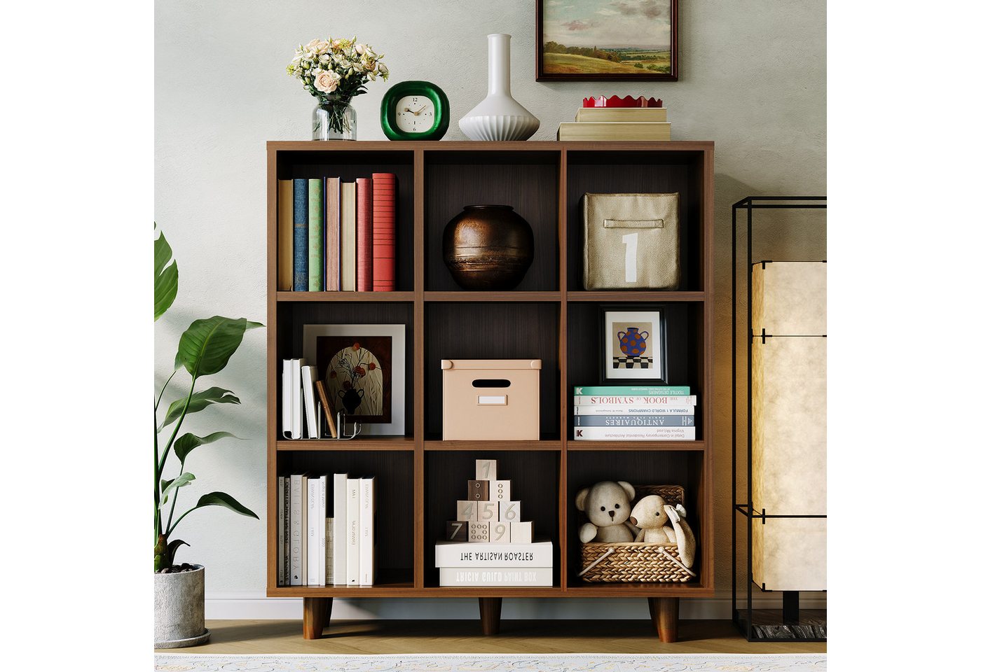 GarveeMore Bücherregal Würfelregal mit 9 Fächern 95x30x108cm Bild 3