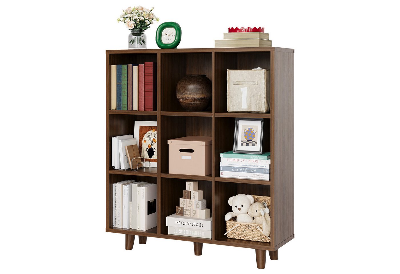 GarveeMore Bücherregal Würfelregal mit 9 Fächern 95x30x108cm Bild 4