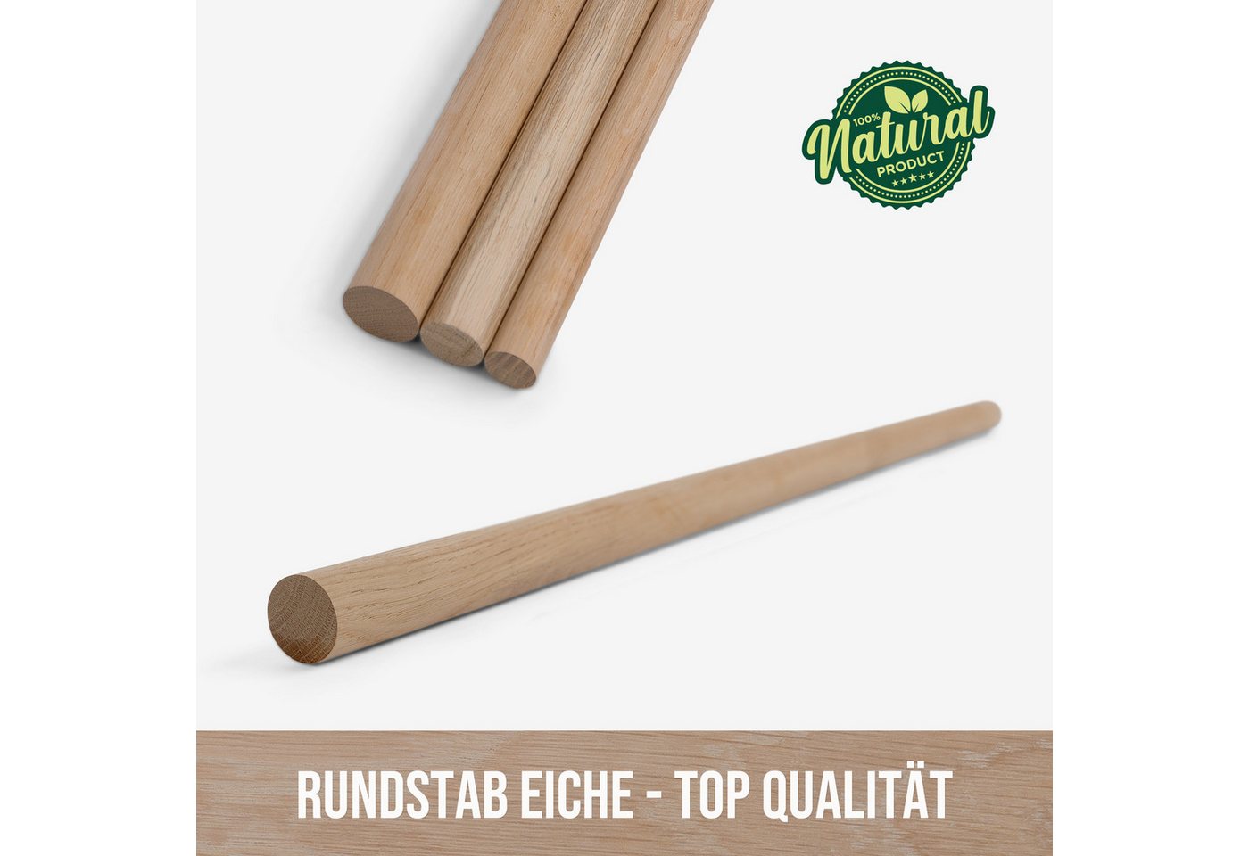 Woodsellers Bastelnaturmaterial Rundstab - Eiche gehobelt Ø 20 mm x 300 mm, (1-tlg), Woodsellers - Rundstab Eiche gehobelt - Ø 20 x 300-1000mm - Top Preis Bild 5