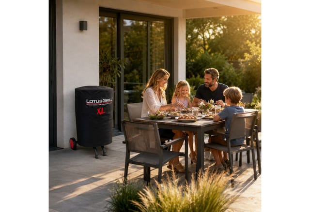 LotusGrill Grill-Schutzhülle LotusGrill XL G435 Abdeckhaube, Wetterfest mit Kordelzug, UV-Schutz